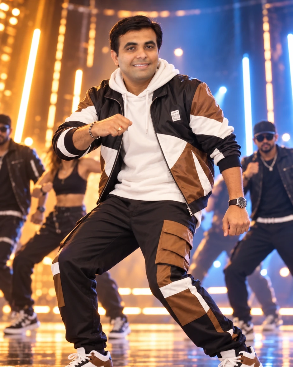 RKReal dance-inspired stage performance with face and hair visible, no embedded competing logo
